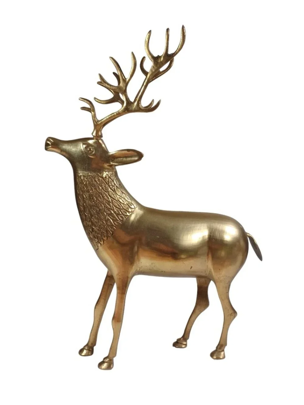 Vintage Mid Century Brass Reindeer Deer Sculpture Figurine Hollywood Regency 15.